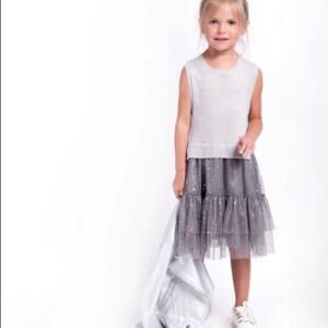 IMOGA"VERA" Girls Sleeveless Grey & Silver Sweater Dress size 14